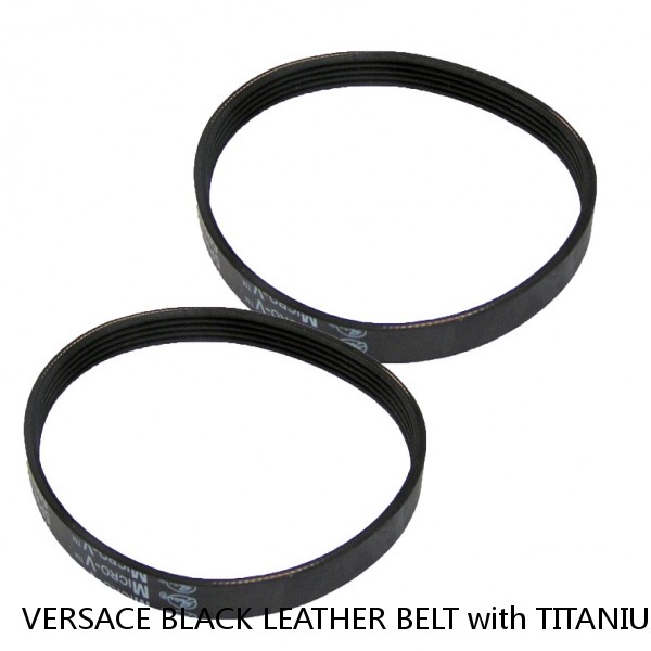 VERSACE BLACK LEATHER BELT with TITANIUM color MEDUSA ROUND GROOVED BUCKLE 90/36 #1 small image